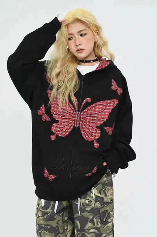Gothic Butterfly Print Hoodie