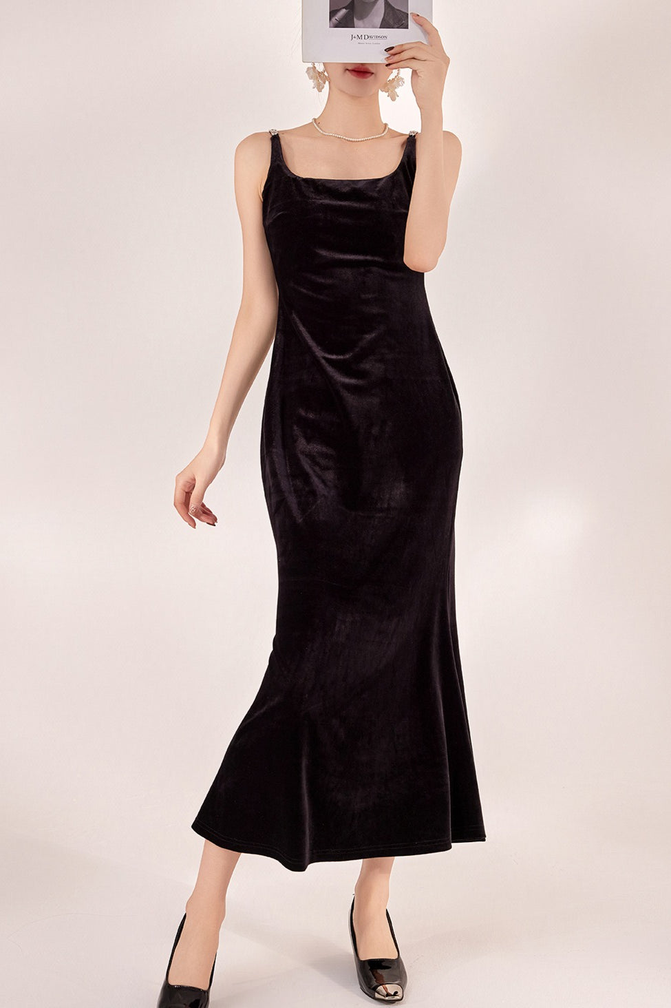 Sexy Velvet Strappy Backless Maxi Dress 3