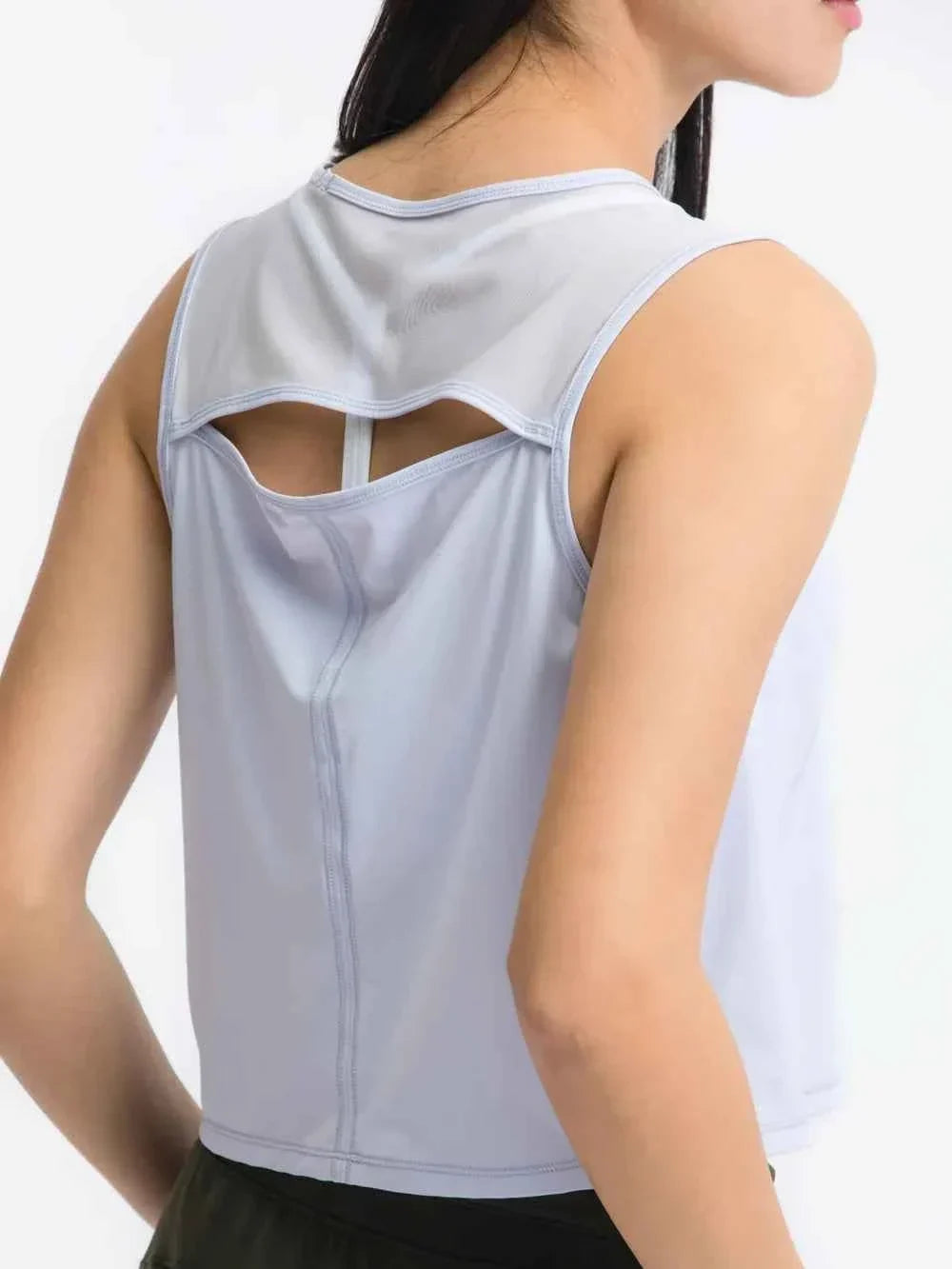 Round Neck Sleeveless Seam Detail Cropped Active Tank Top 36
