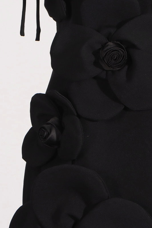Floral Patchwork Strap Solid Sexy Slim Mini Dress