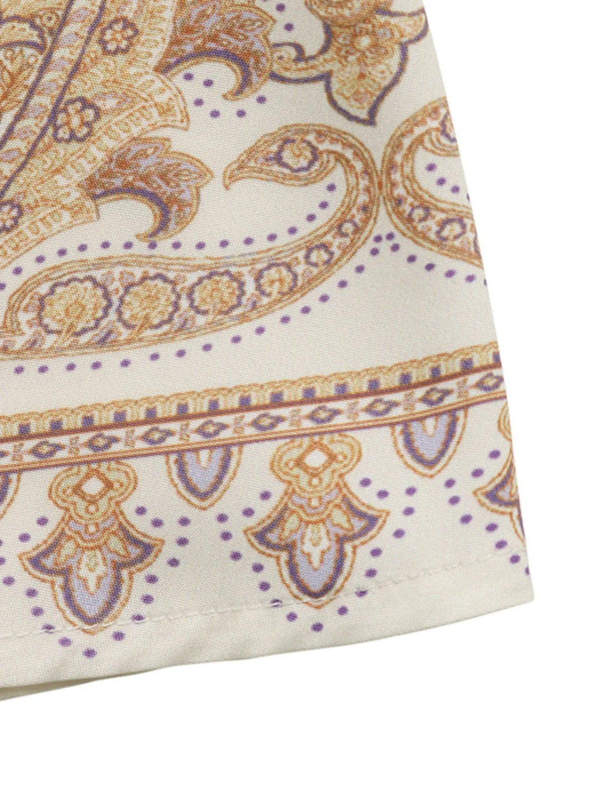 Paisley Print V-Neck Balloon Sleeve Tie Waist Mini Dress 11