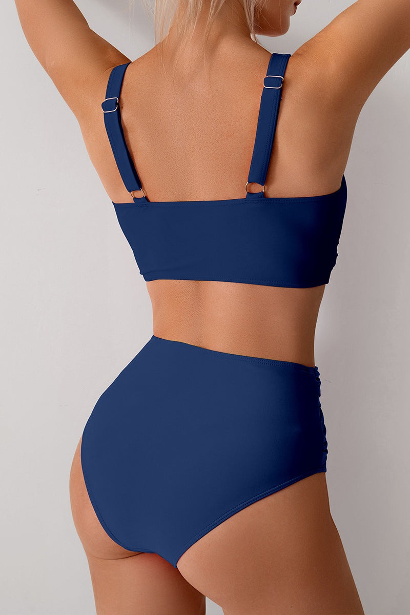 High Waist Solid Bodycon Two Piece Swim Set