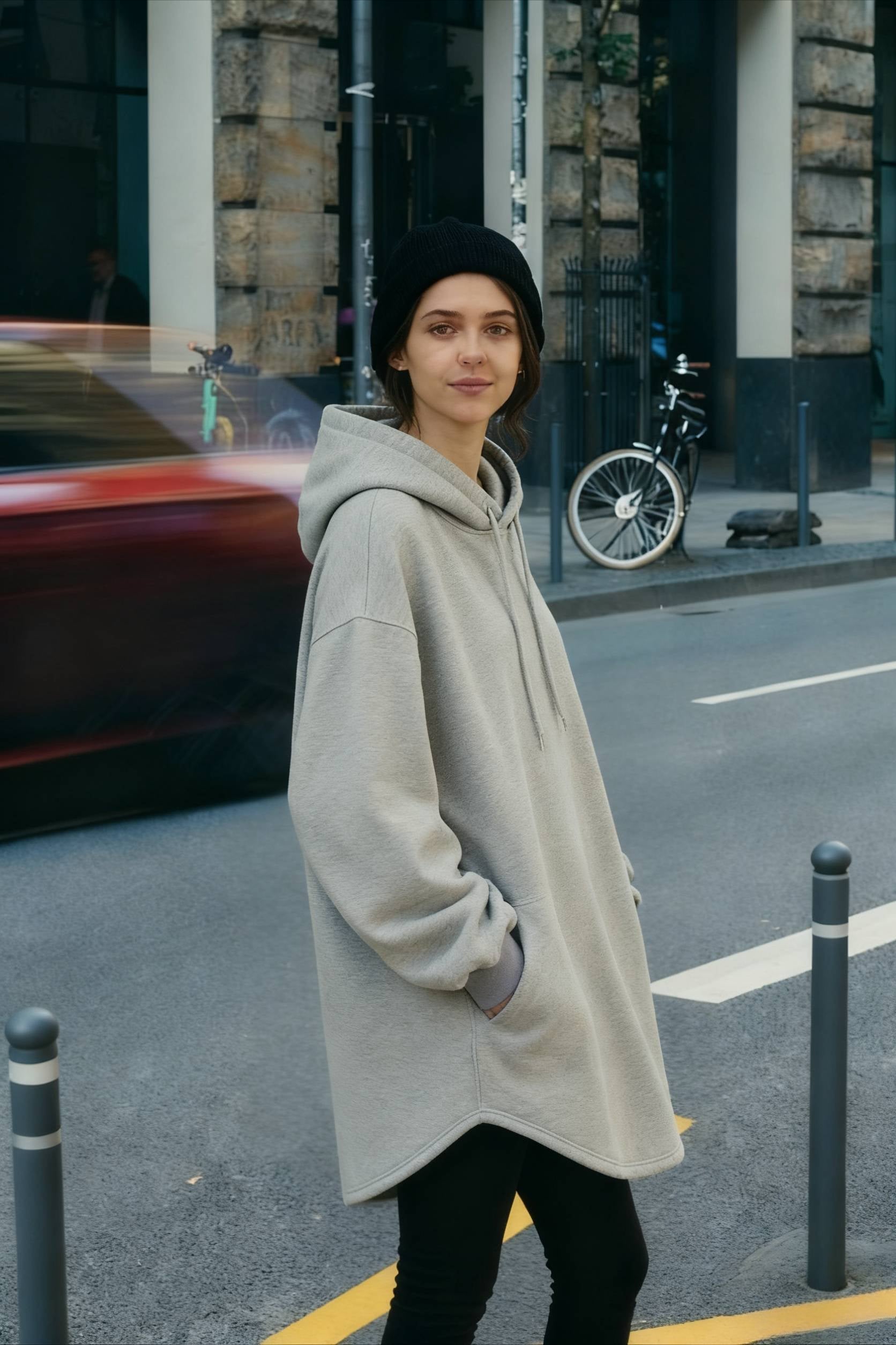 Pullover Loose Hoodie Casual Drawstring Oversized Women's Long Solid Sweatshirt Autumn Arm Streetwear