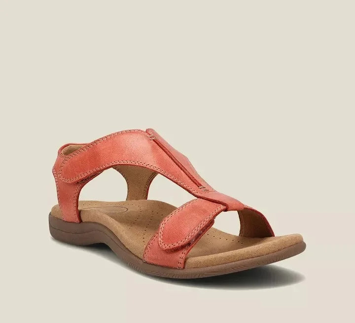 Open Toe T-Strap Cushioned Flat Sandals