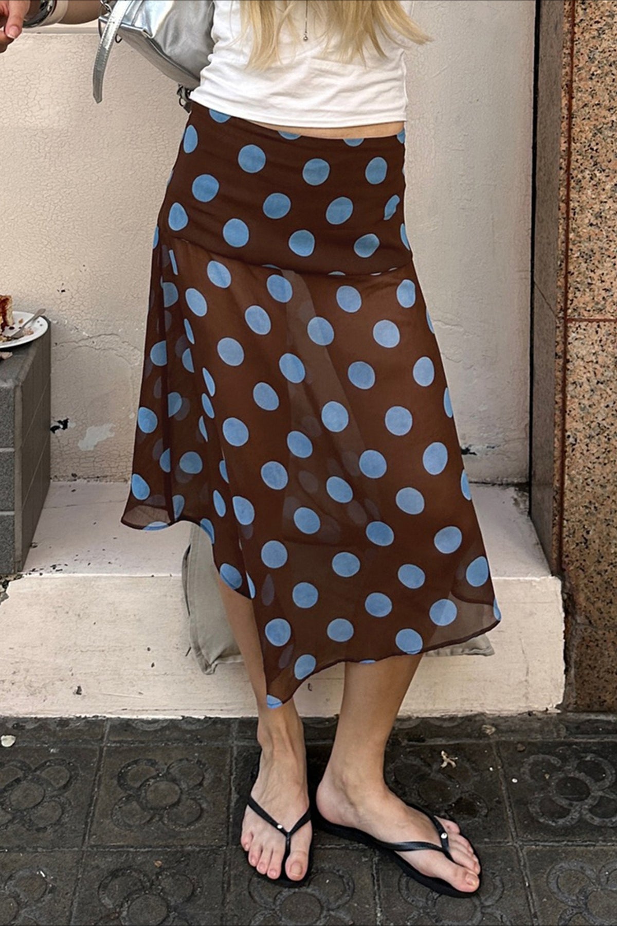 Sheer Polka Dot Ruffled Mesh Skirt