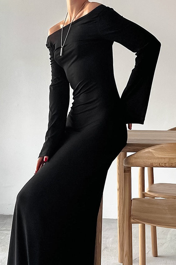 Black Knit Refined Maxi Dress