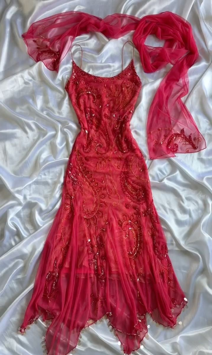 Luxurious Spaghetti Straps Beaded Red Party Dress Sexy Mermaid Chiffon Prom Dress cc1519