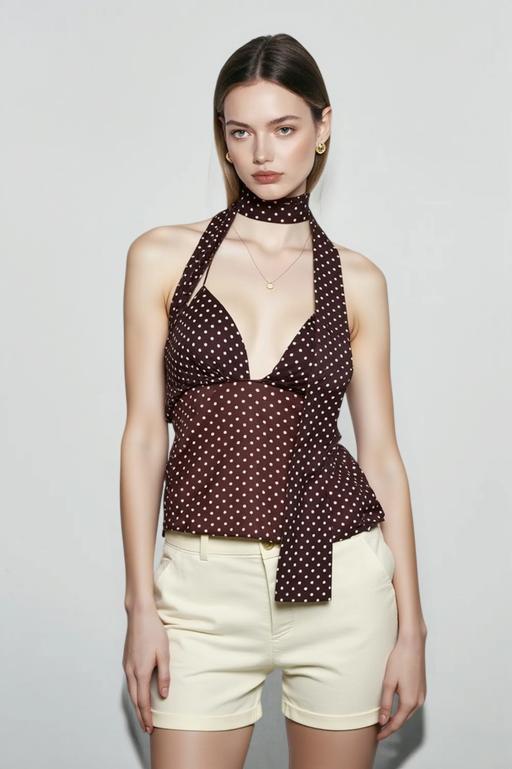 Sexy Open Back Dot Cami Top
