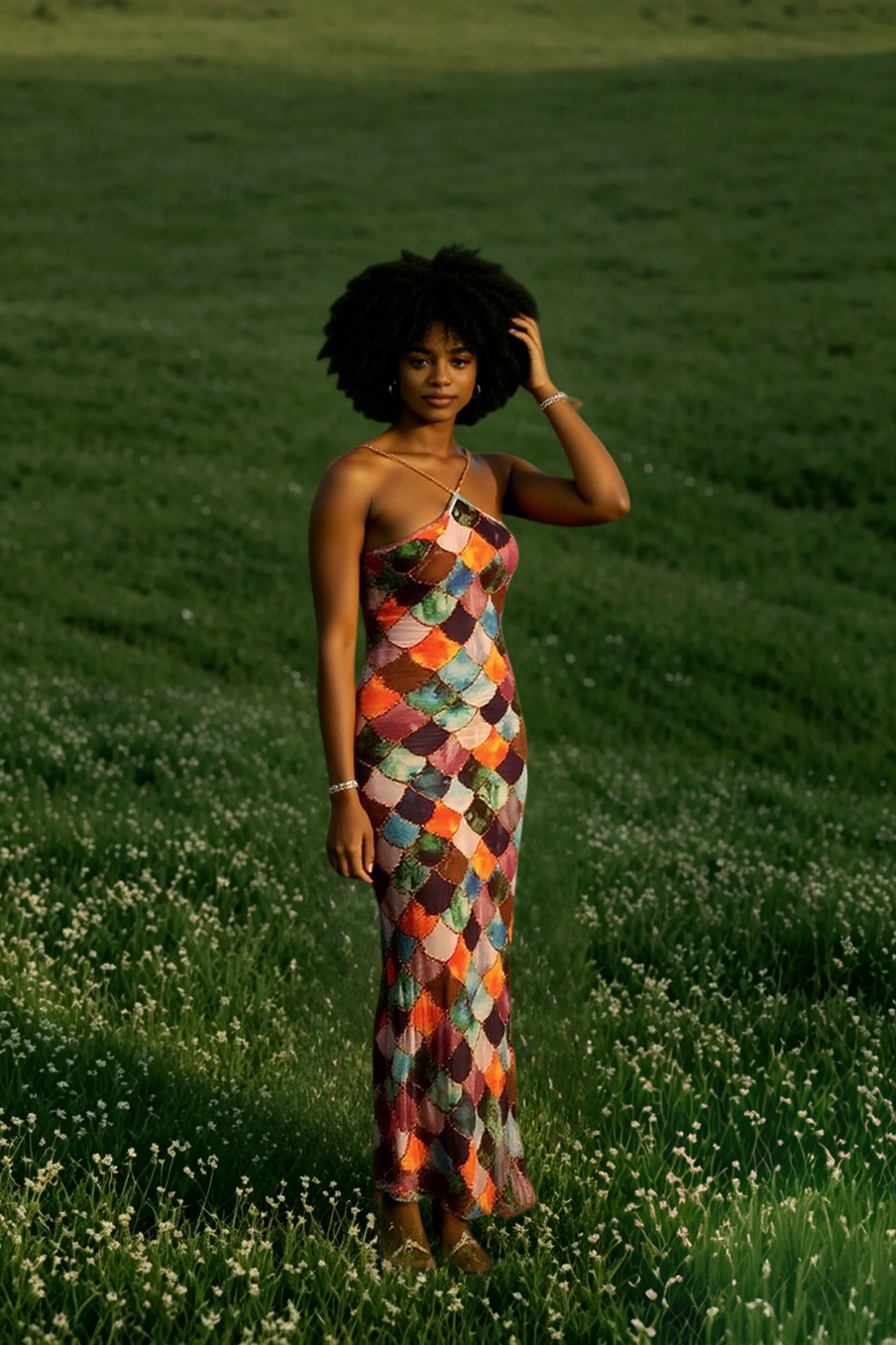 Off-the-Shoulder Halter-Neck Maxi Dress