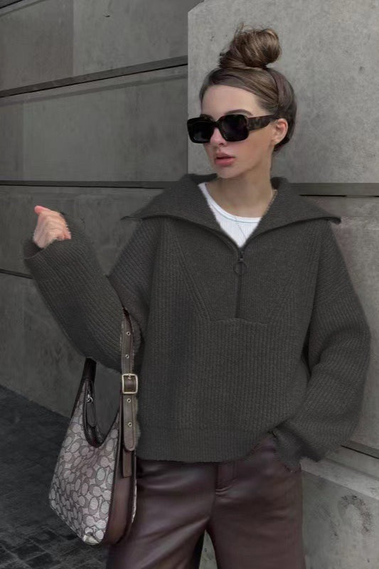 Vintage Notched VNeck Knit Top