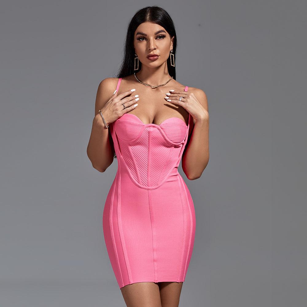 Mesh Spaghetti Strap Bustier Corset Bodycon Mini Dress