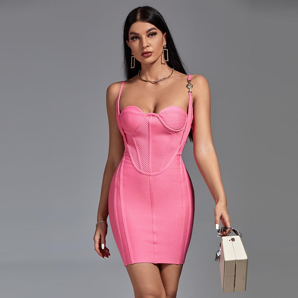 Mesh Spaghetti Strap Bustier Corset Bodycon Mini Dress