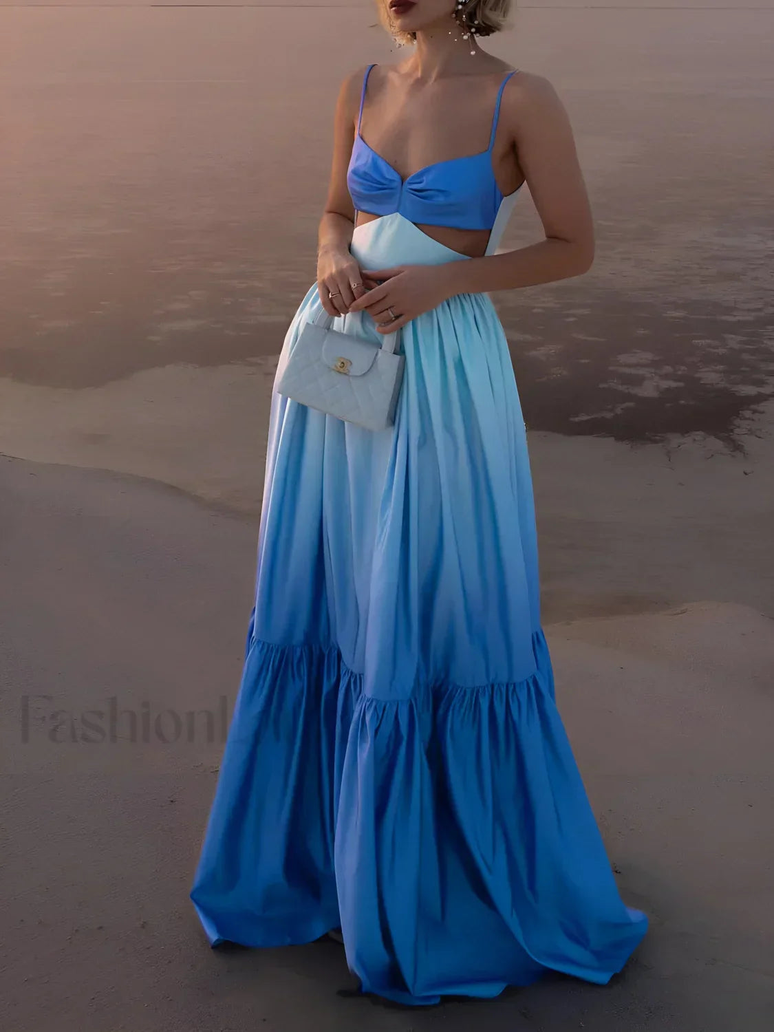 Backless Cutout Cami Long Dress Blue / XS Dresses