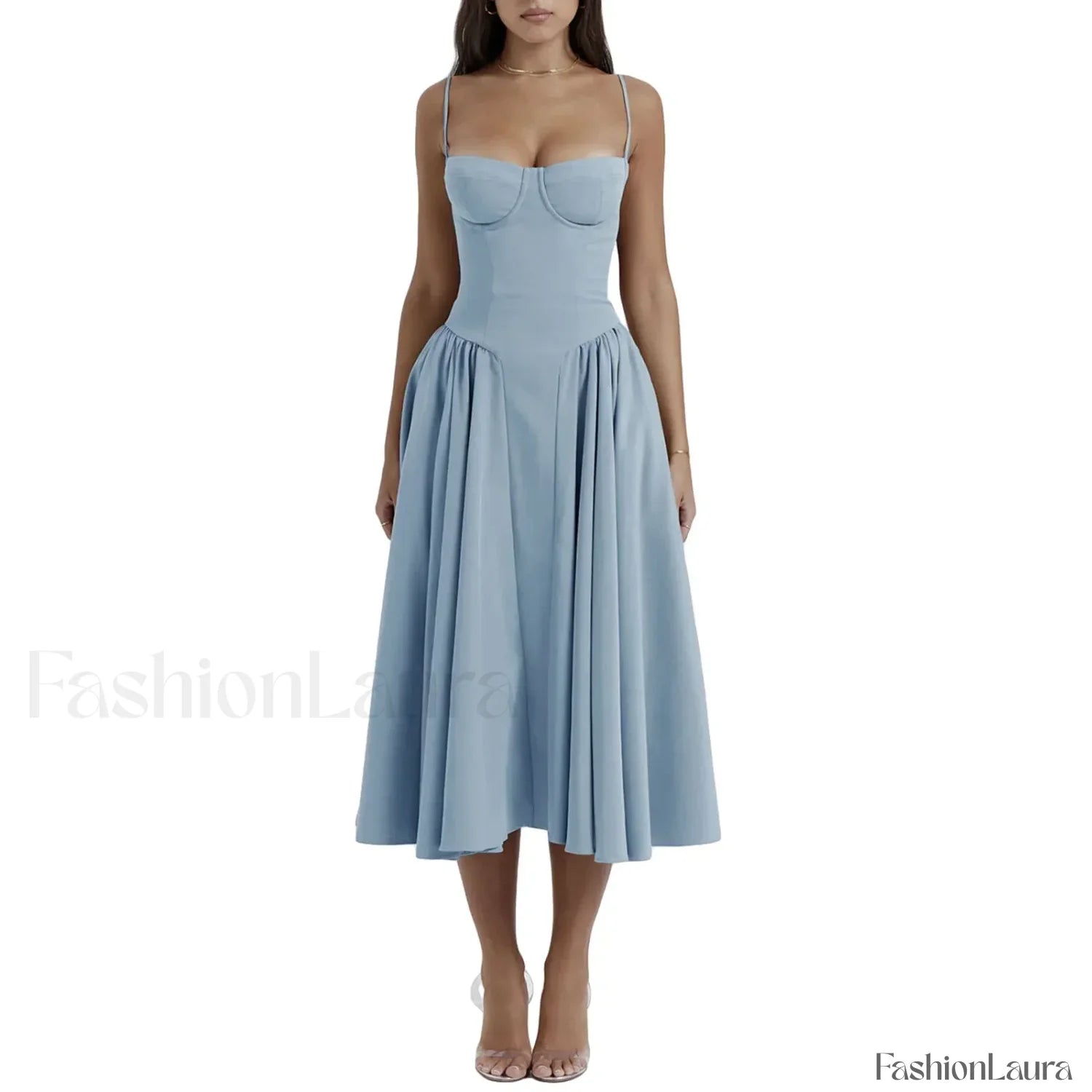 Backless Dropped-Waist Midi Dress