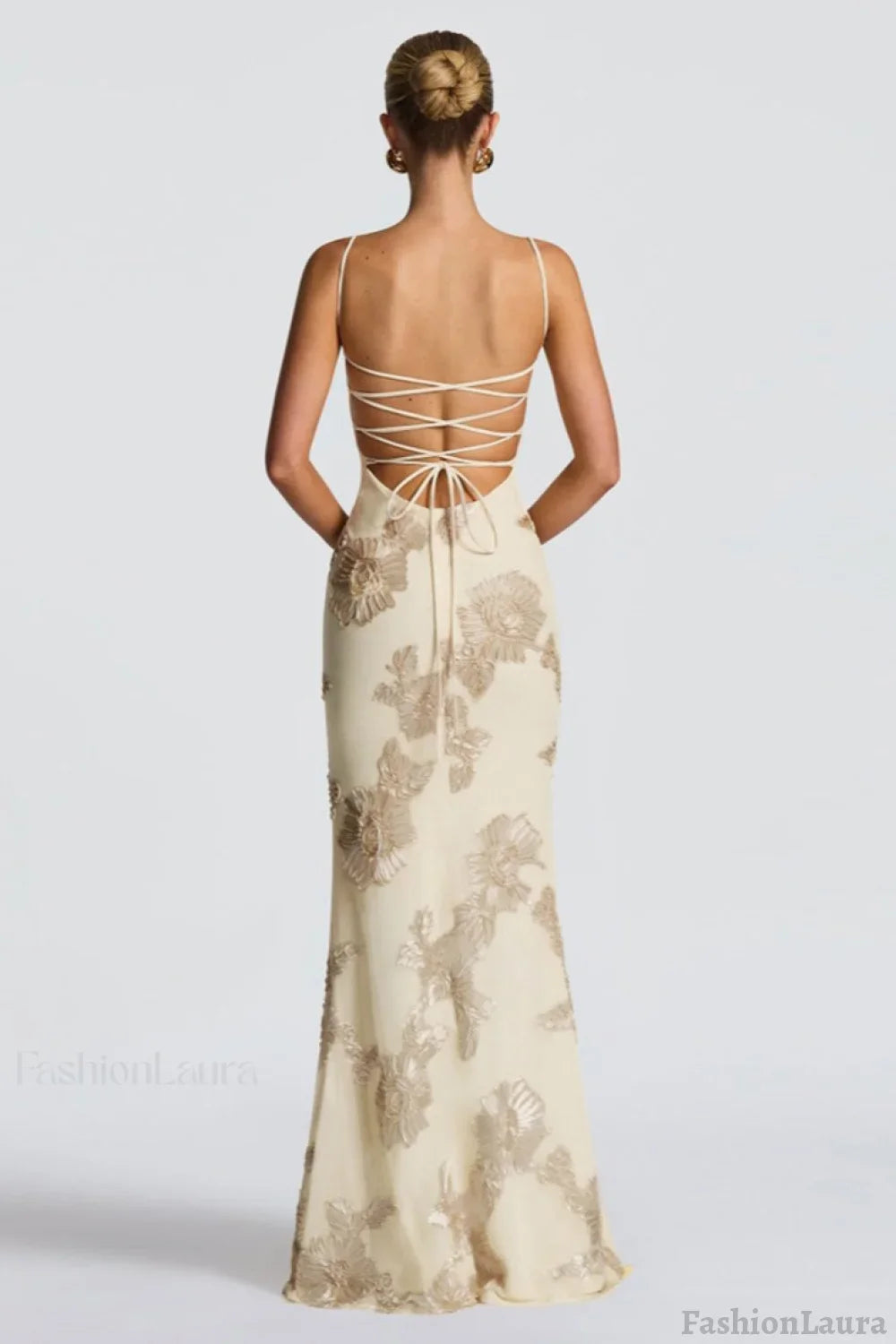 Backless Floral Tie-Up Maxi Dress