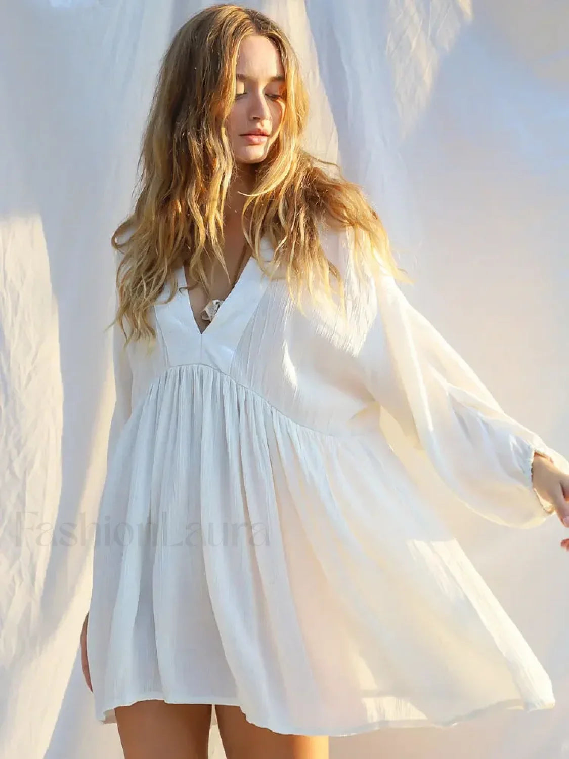 Backless High Waist White Cover Up WHITE / One Size