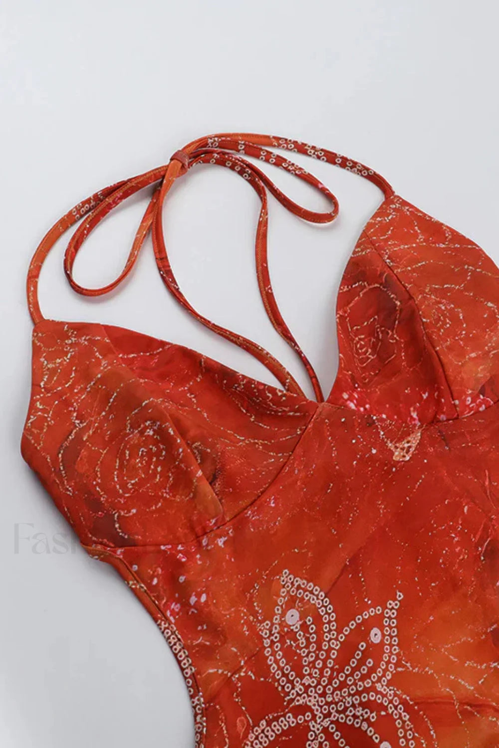 Backless Neck Print Diamond Hip Skirt Spice Girl Floral Dress