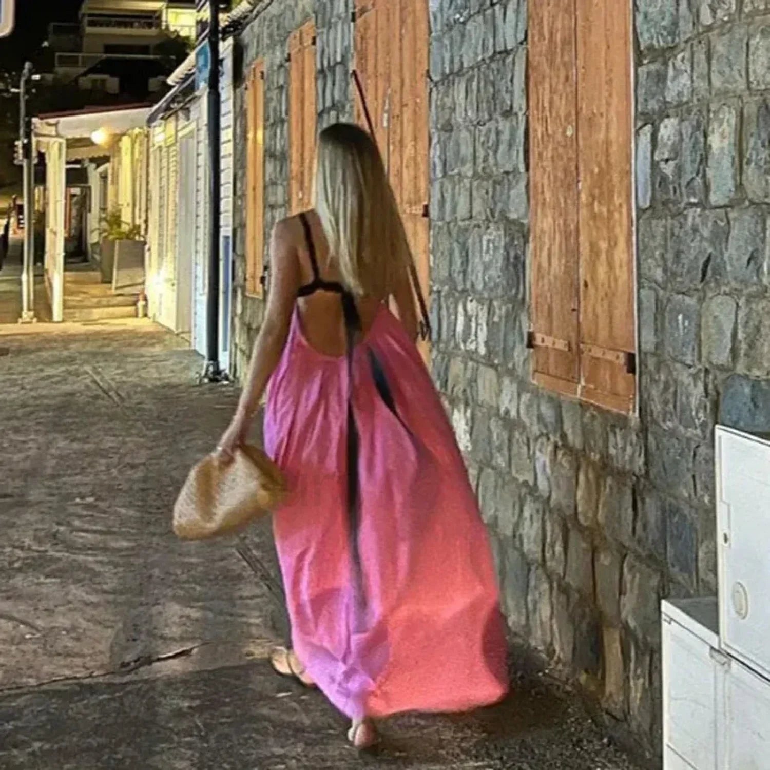 Backless Panelled Slip Maxi Dress