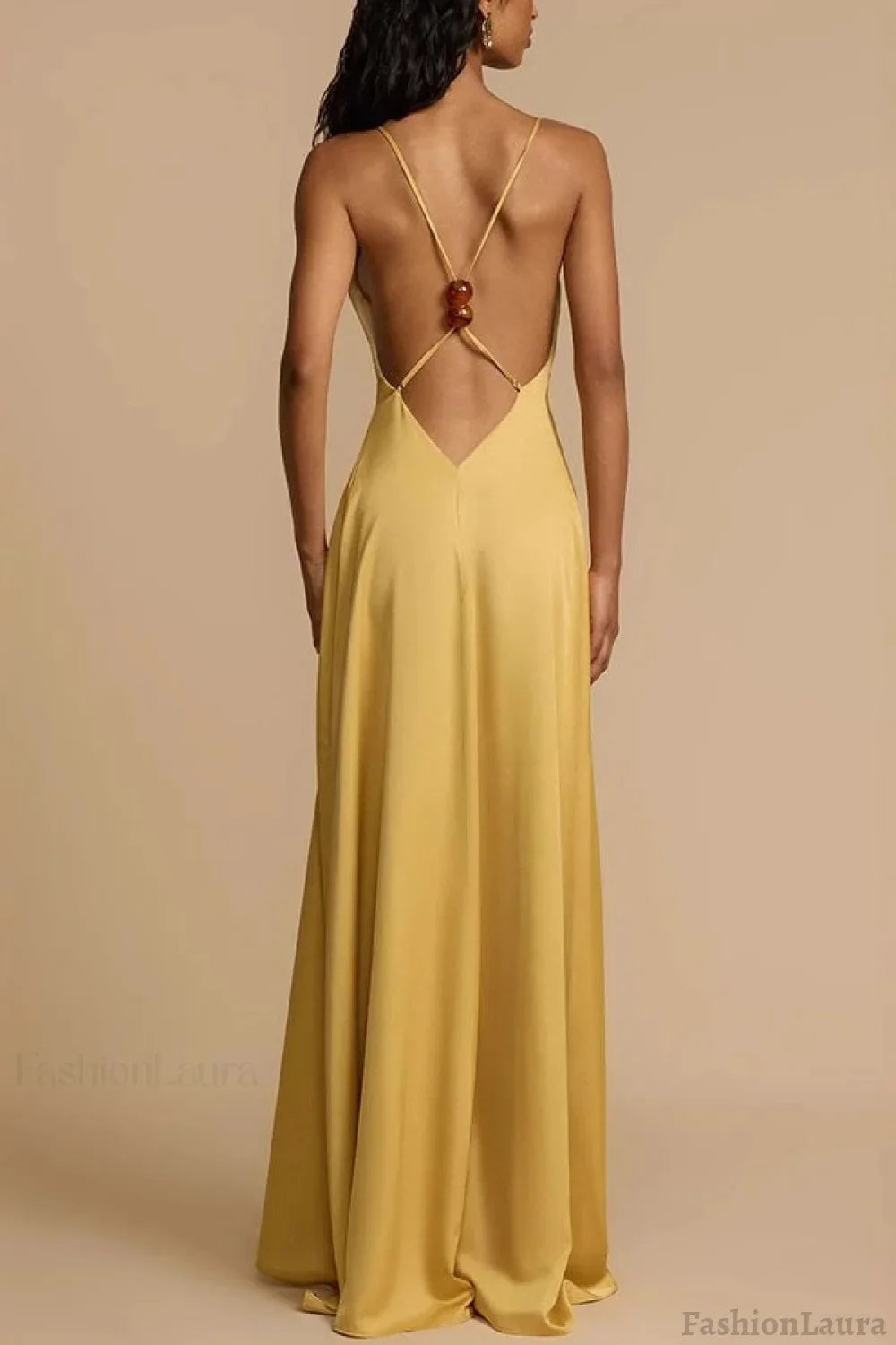 Backless Satin Slip Maxi Dress