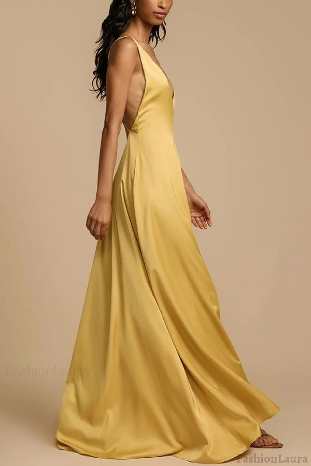 Backless Satin Slip Maxi Dress