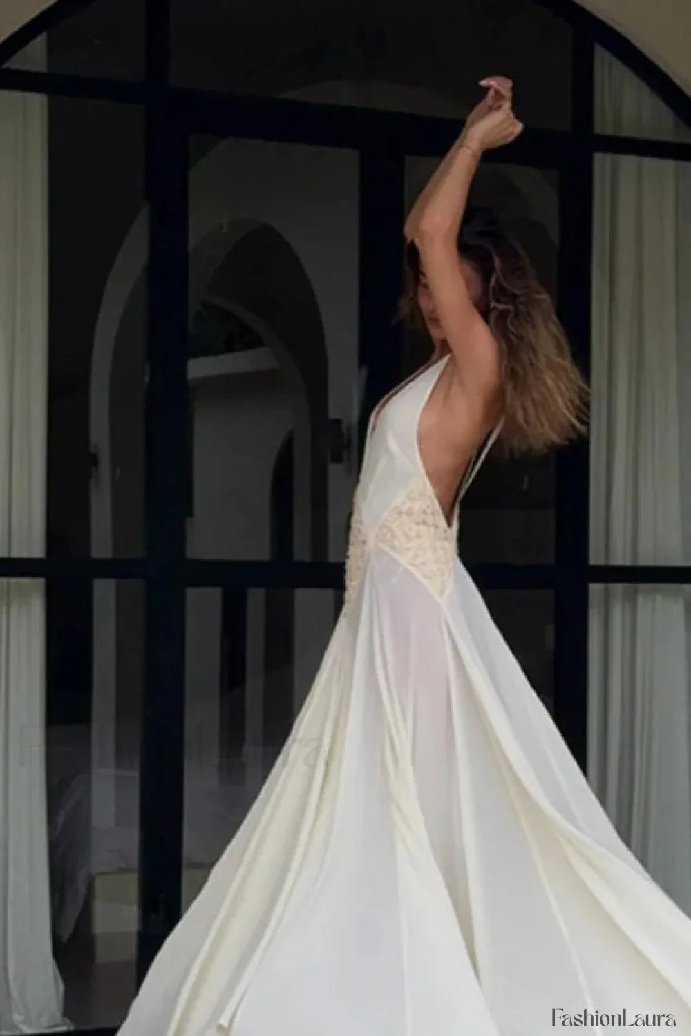 Backless V-Neck Boho Dress