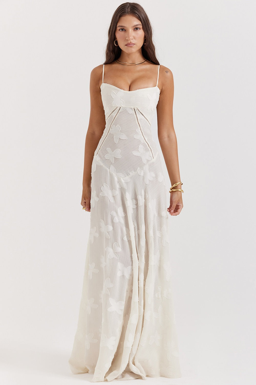 Lace Tie-Strap Romantic Maxi Dress - View 17