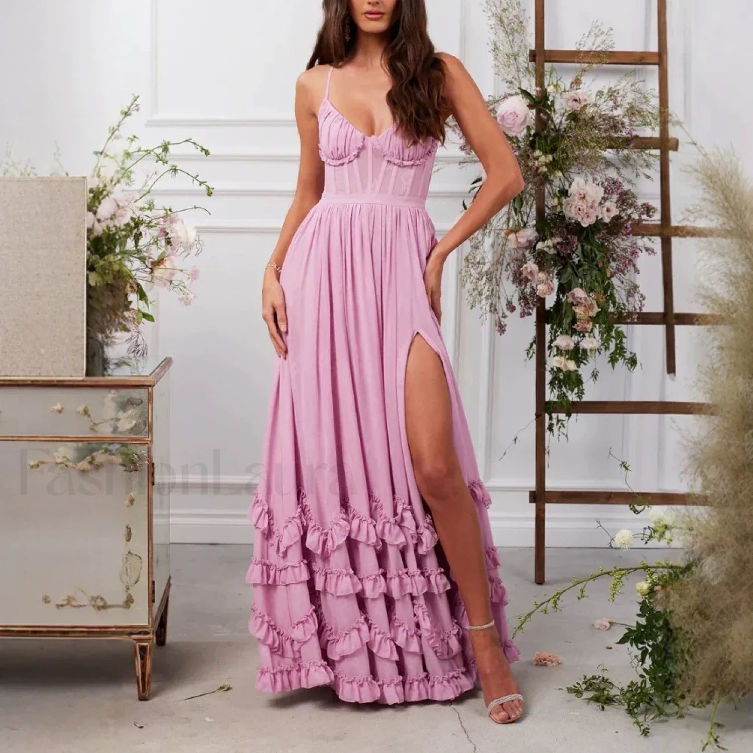 Bandage Spliced Square Maxi Dress