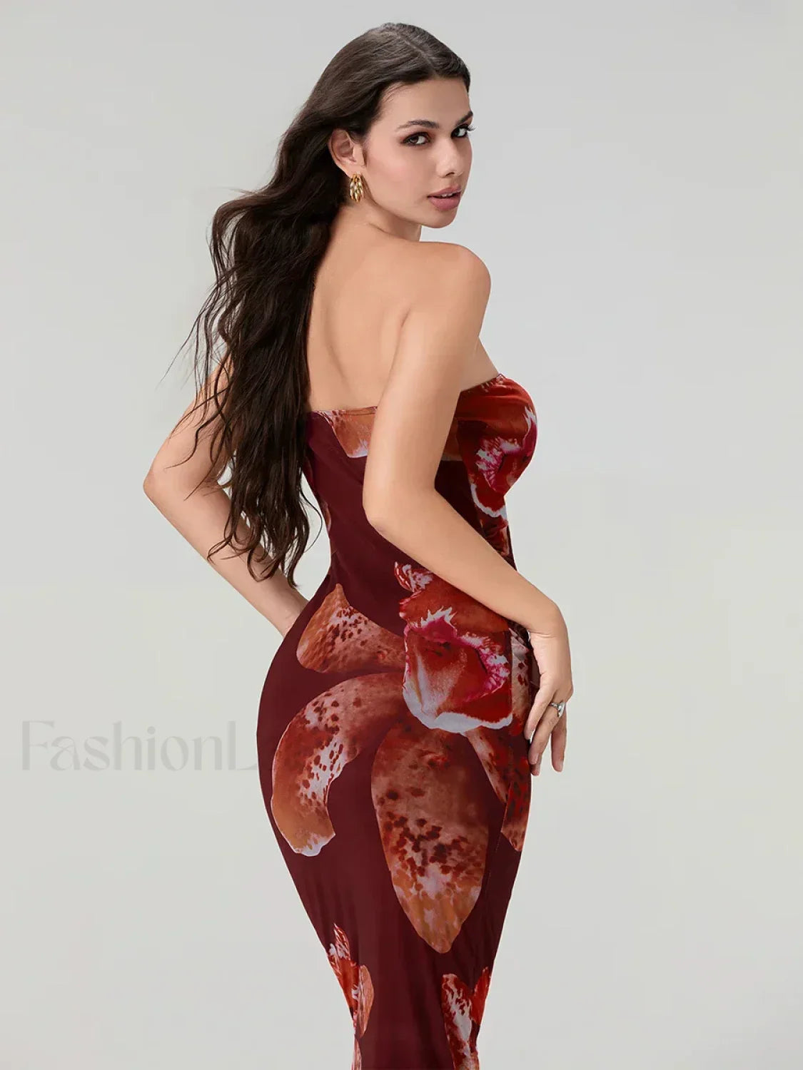 Bandeau Off-Shoulder Floral Dress