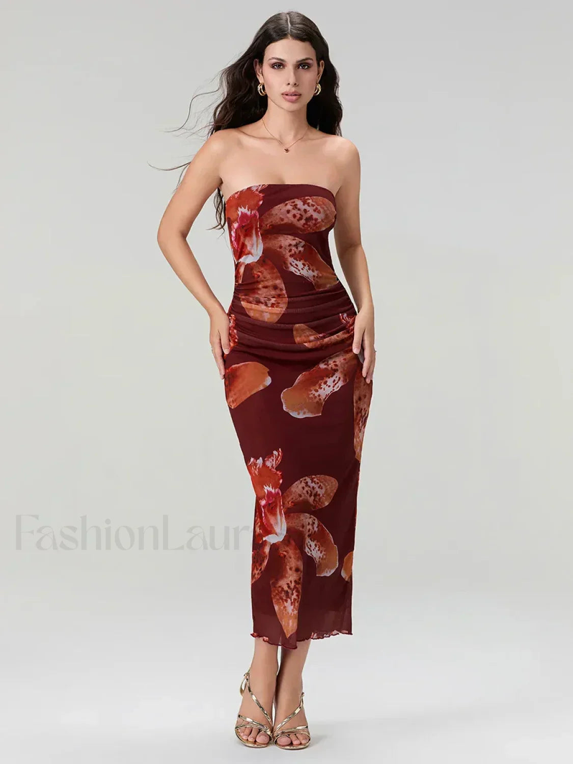 Bandeau Off-Shoulder Floral Dress