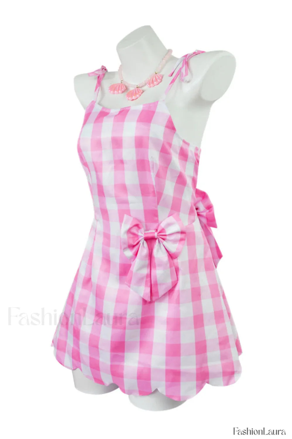 Barbie Movie Margot Charming Pink Plaid Check Dress