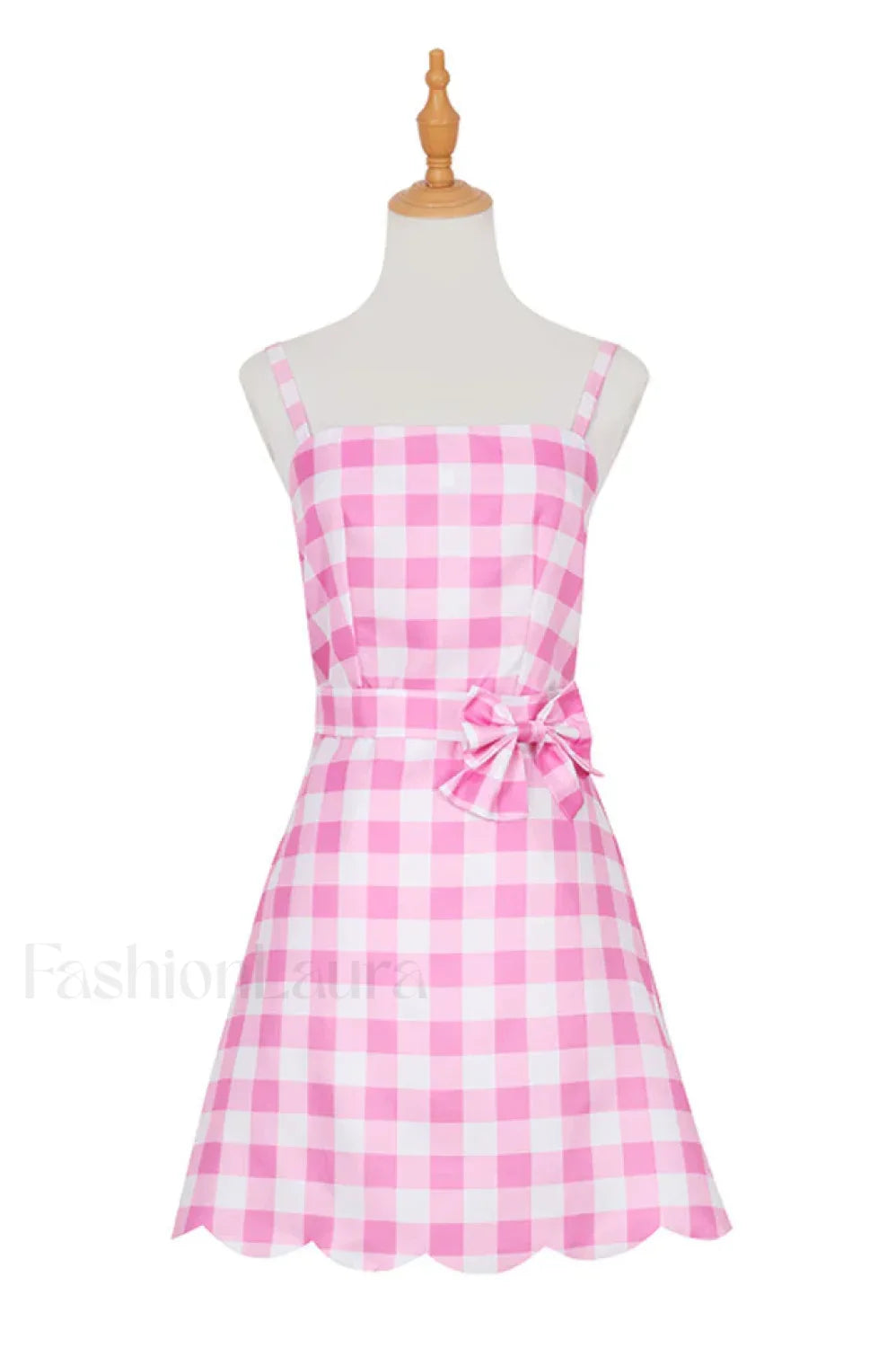 Barbie Movie Margot Charming Pink Plaid Check Dress S / Style 4