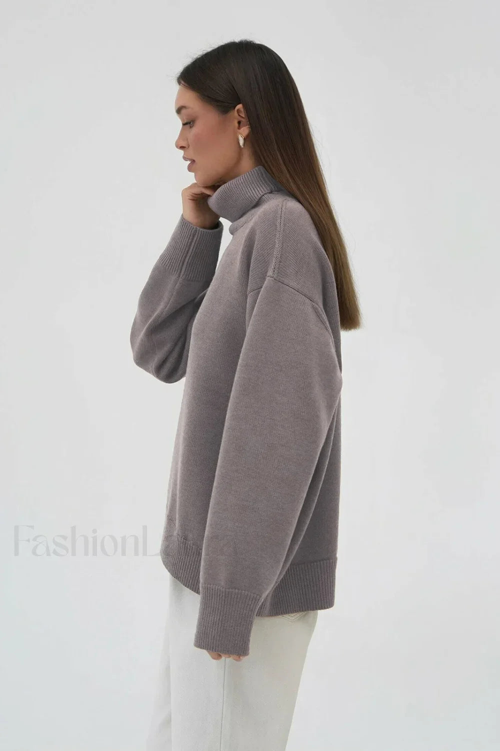 Basic Solid Knit Turtleneck Sweater