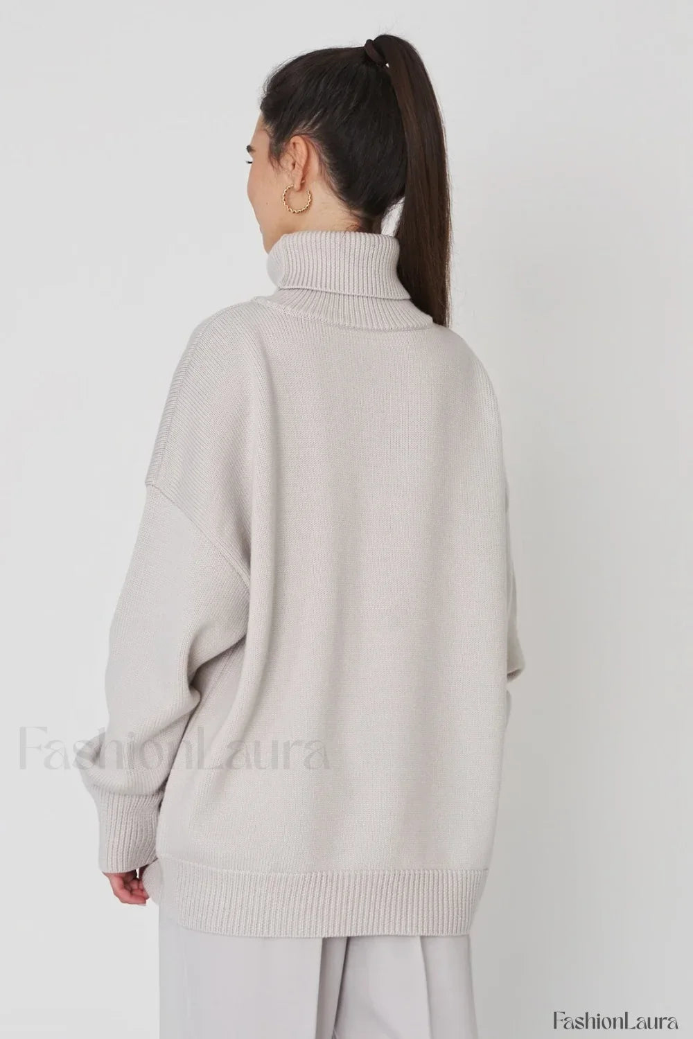 Basic Solid Knit Turtleneck Sweater