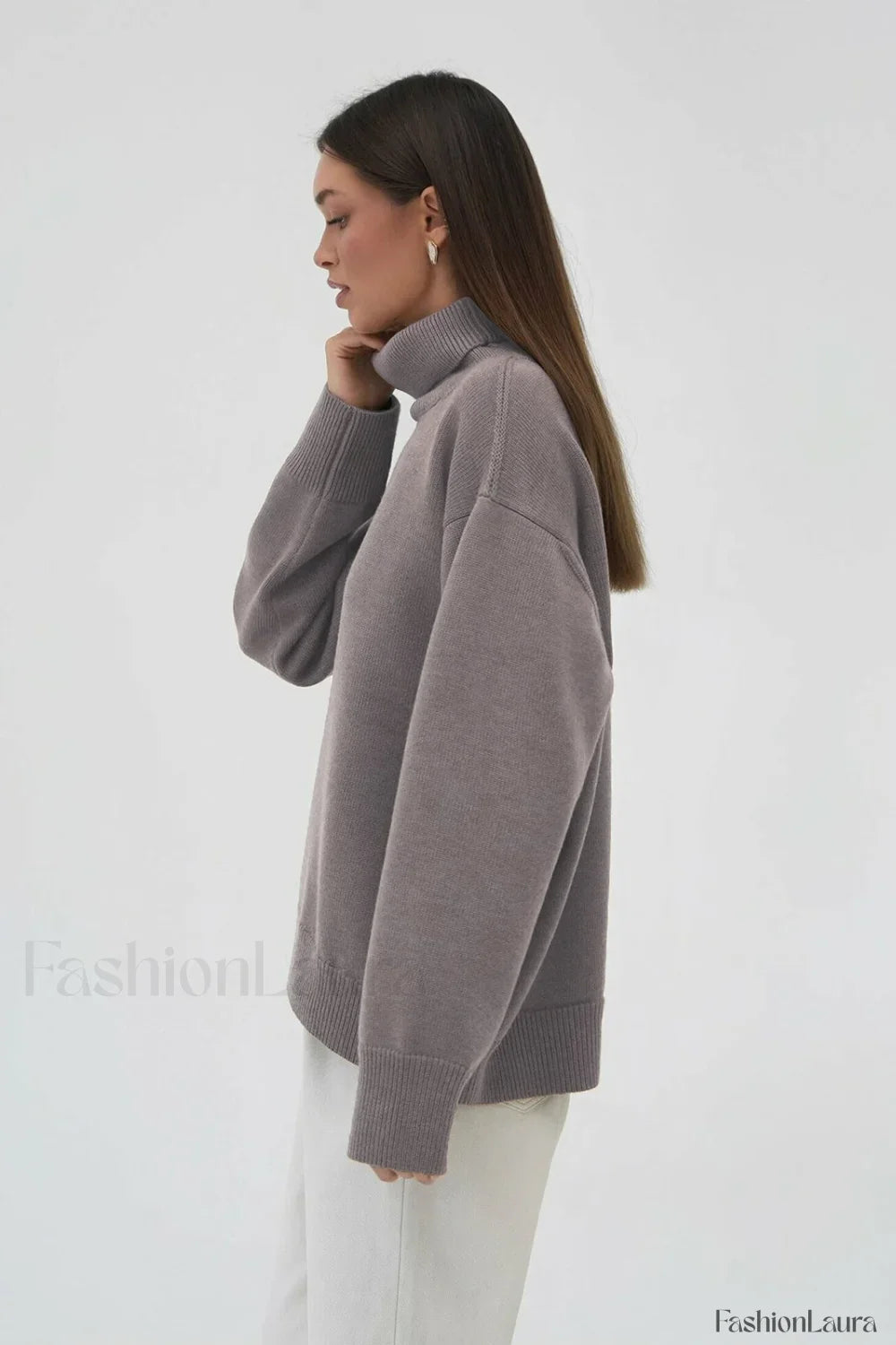 Basic Solid Knit Turtleneck Sweater