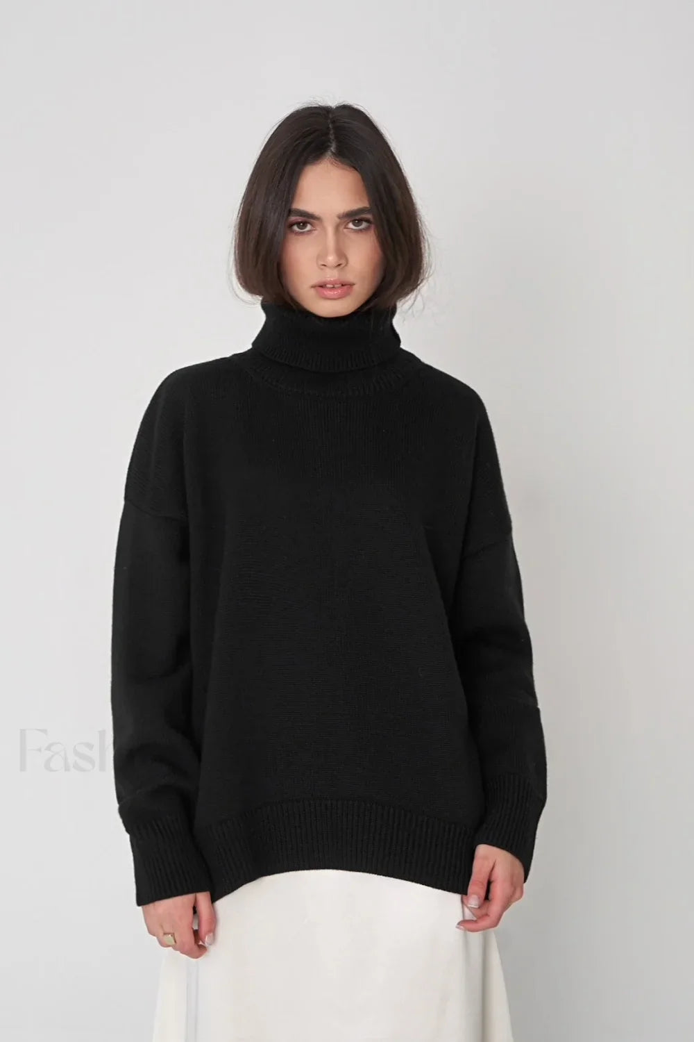 Basic Solid Knit Turtleneck Sweater
