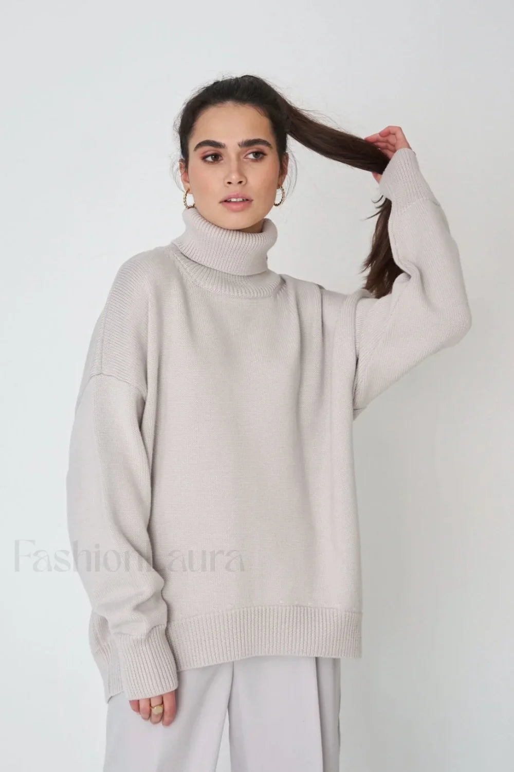 Basic Solid Knit Turtleneck Sweater