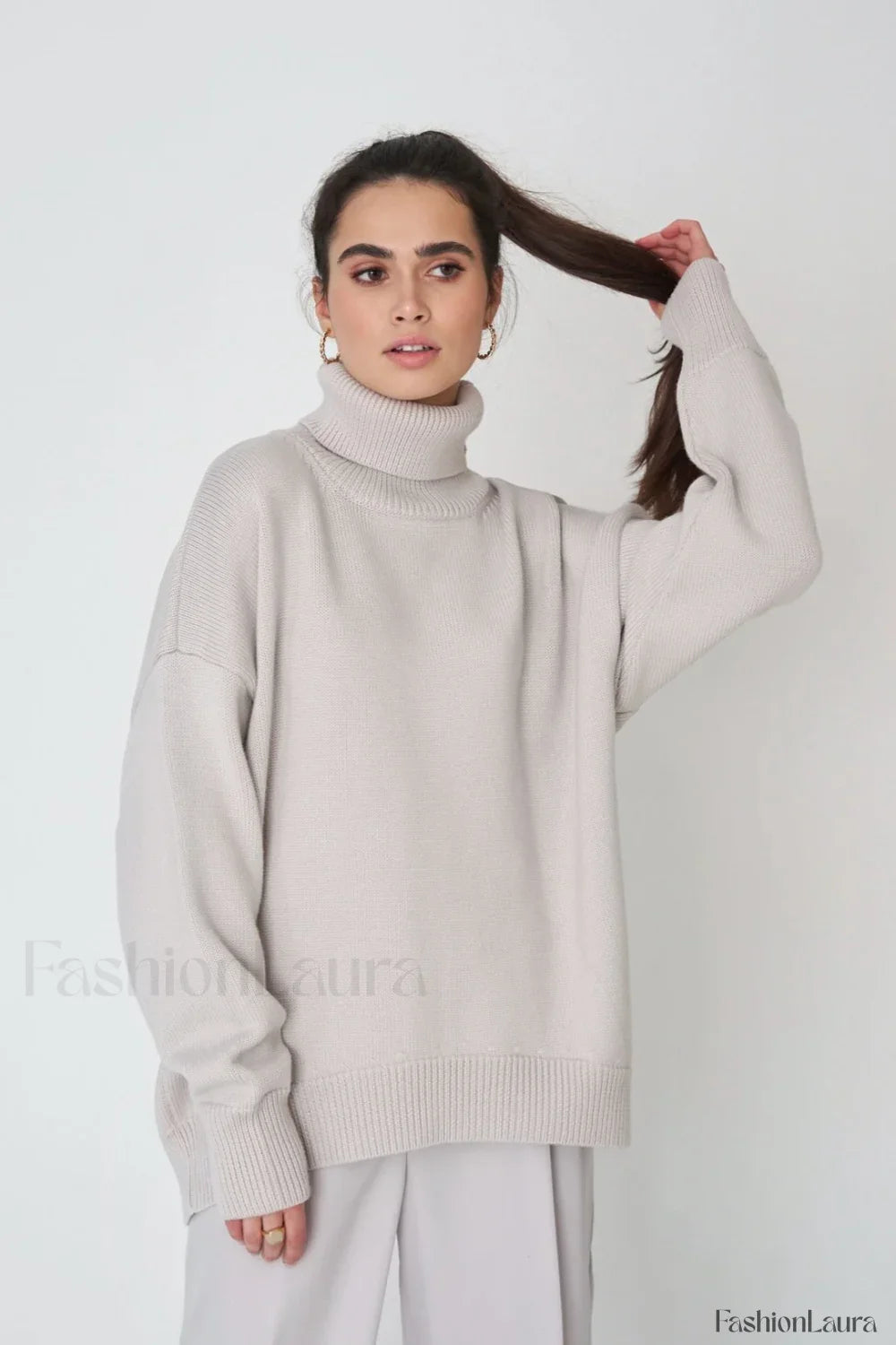 Basic Solid Knit Turtleneck Sweater