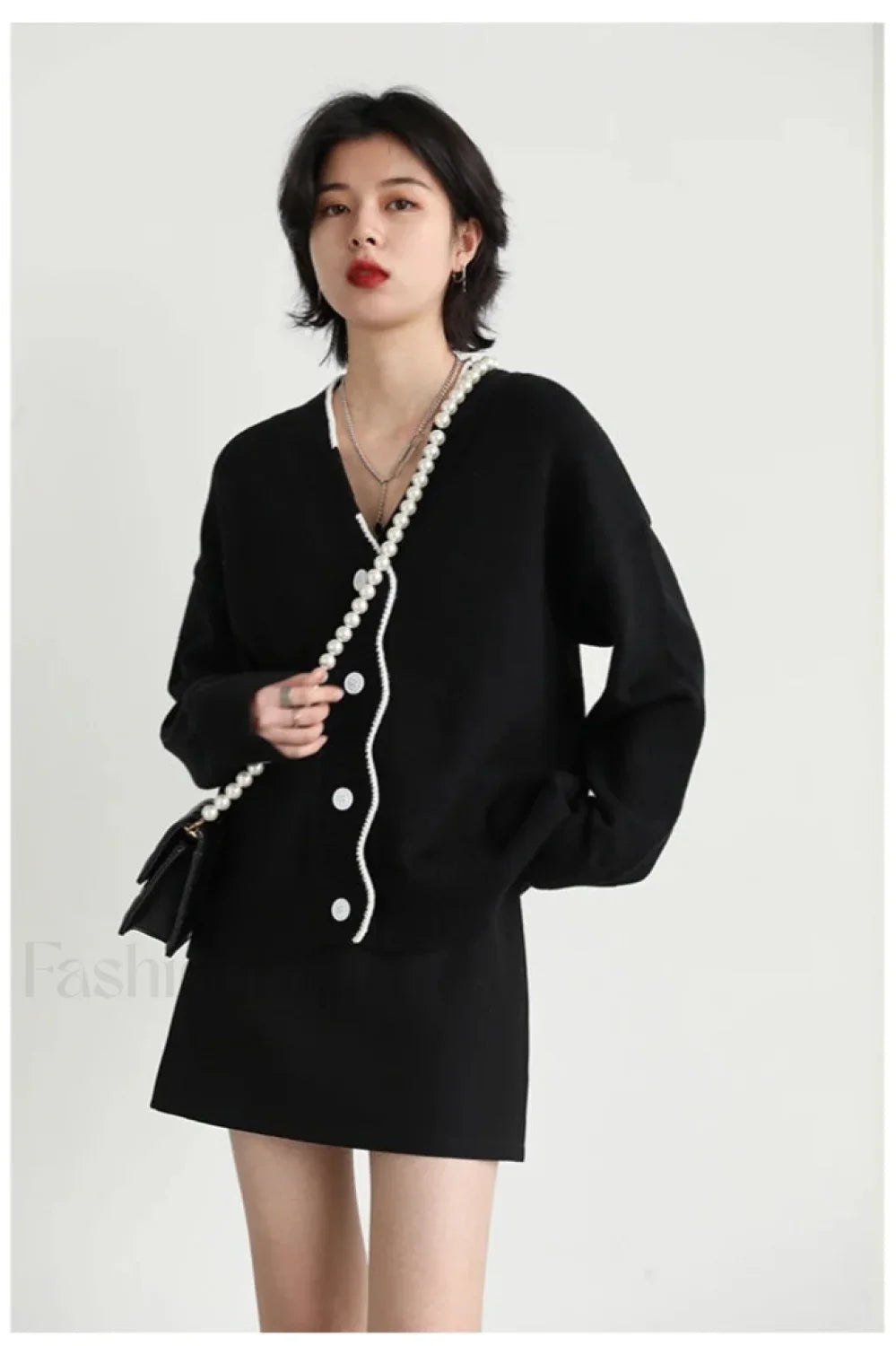 Basic V-neck Loose Knit Cardigan