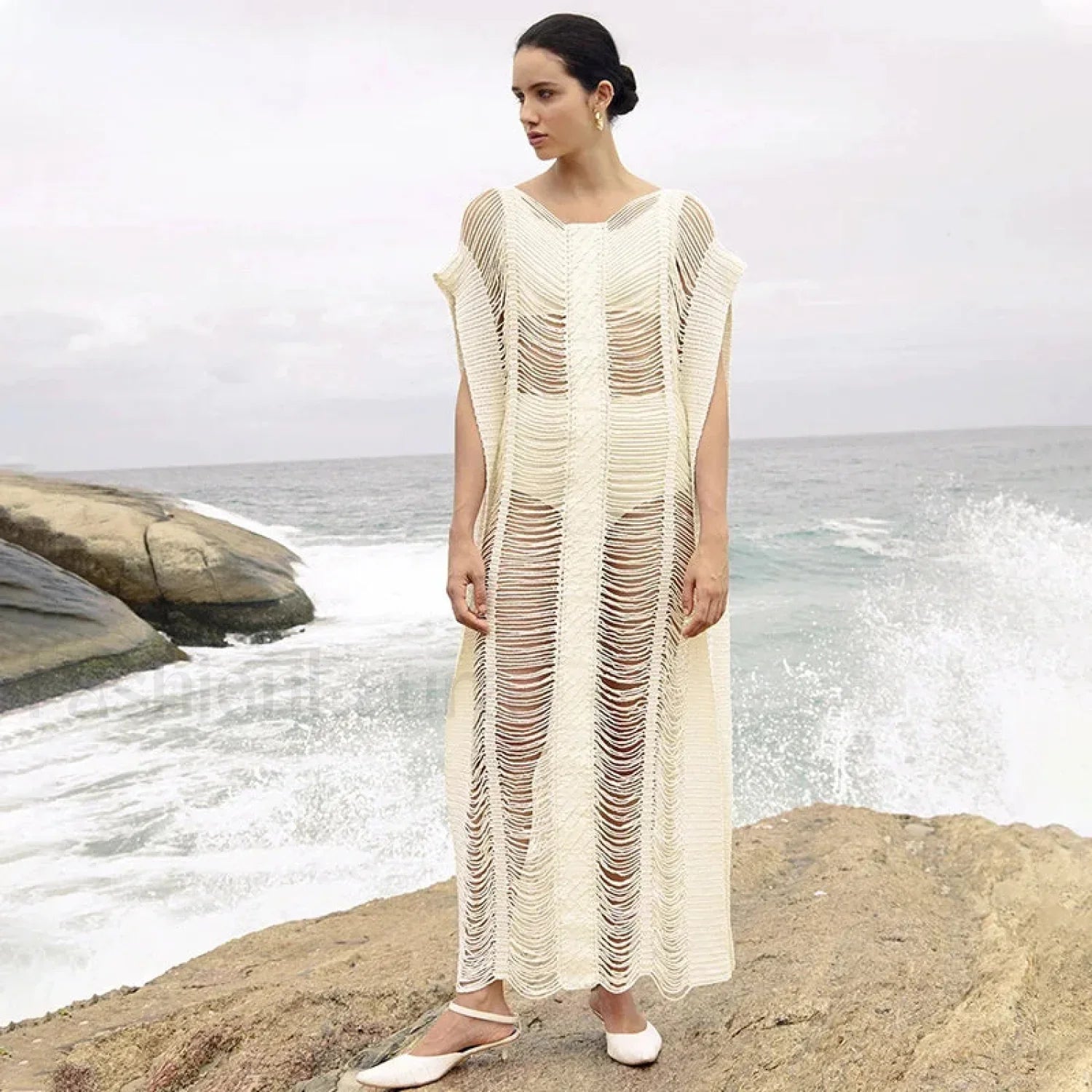 Bat Sleeve Knitted Skirt Cover Up