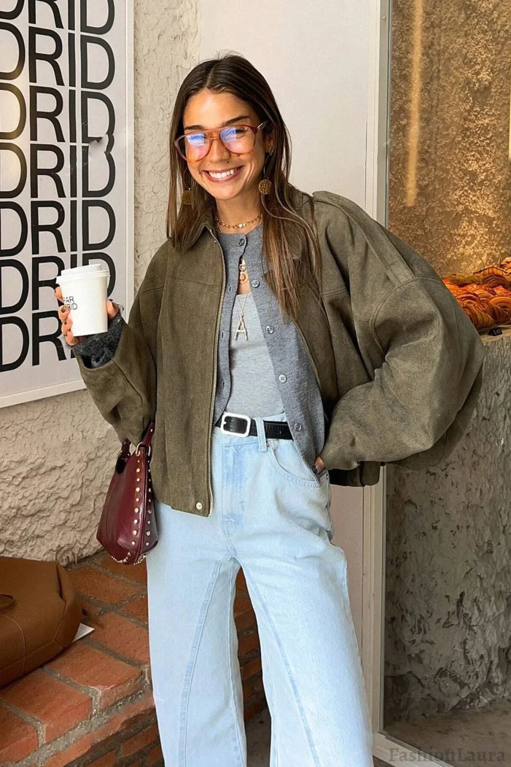 Batwing Sleeve Bomber Jacket S / Green