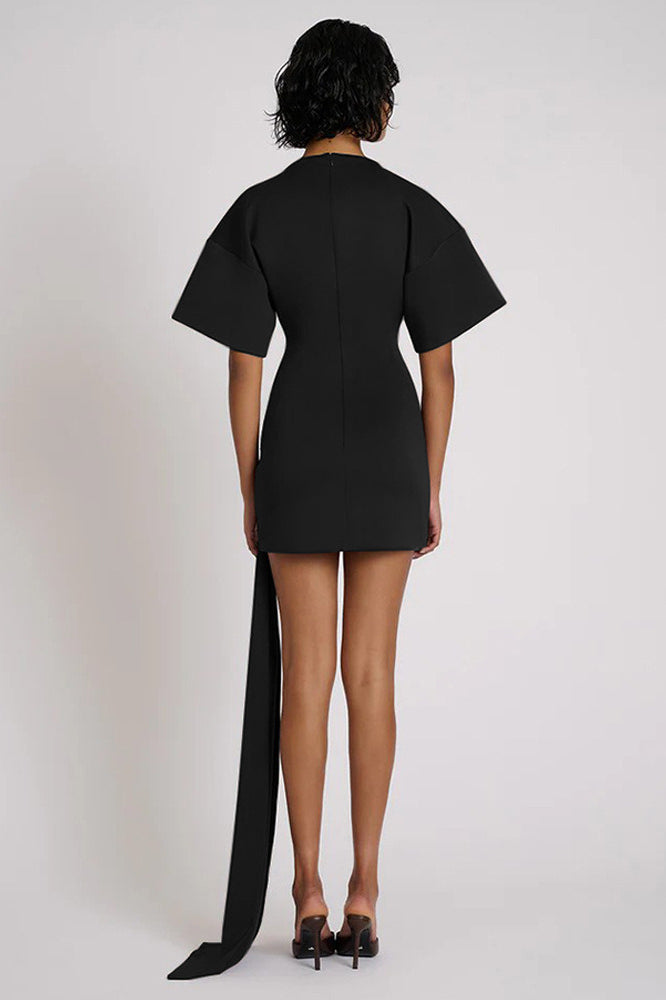 Tie Ruched Detail Bodycon Midi Dress