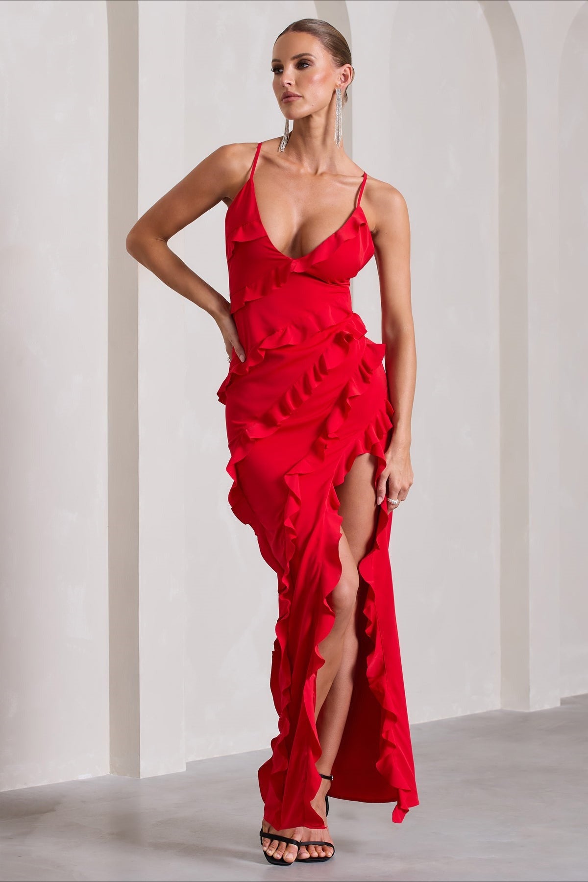 Strappy Ruffle LowBack Party Dress