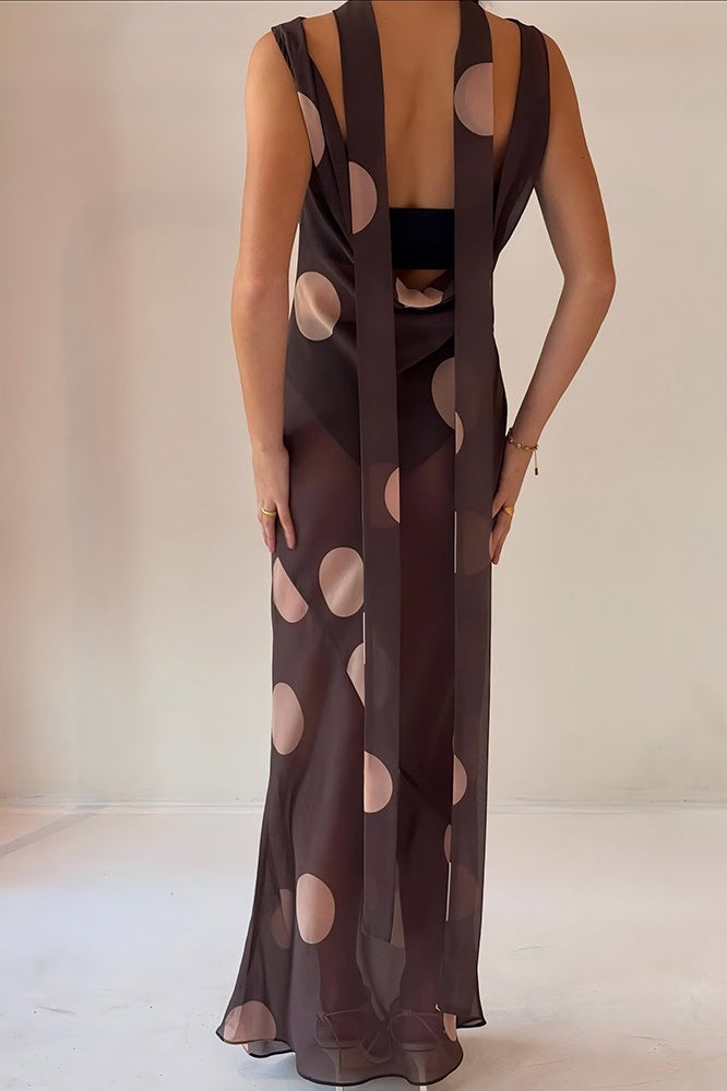 Timeless Polka Dot Sleeveless Bodycon Maxi Dress