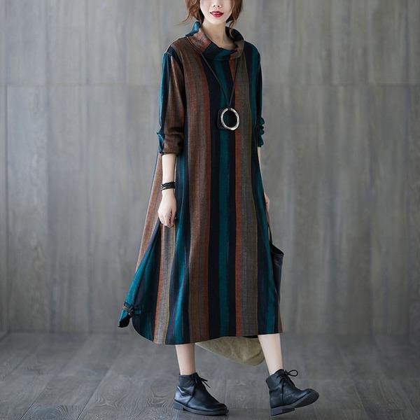 Plus Size Women Casual Long Dress New 2020 Thick Warm Dresses
