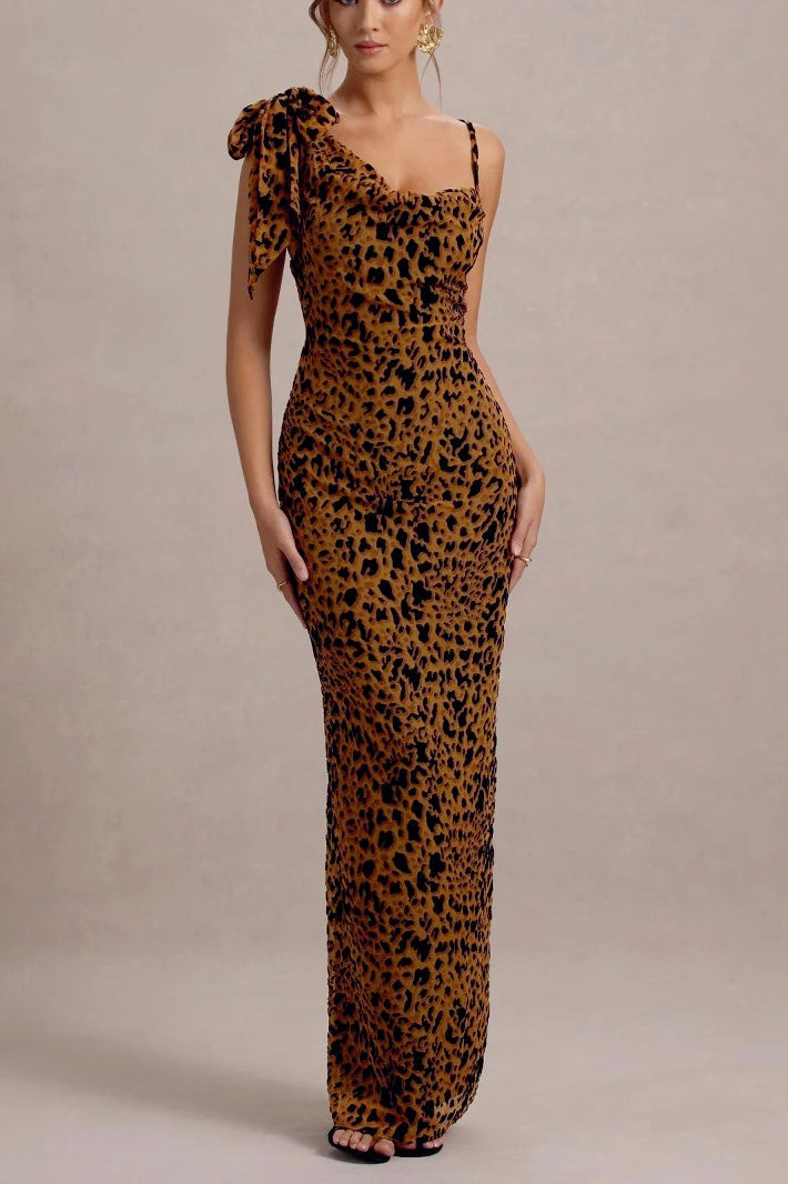 Leopard Edition Print Slip Maxi Birthday Dress
