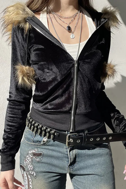 Gothic Velvet Streetwear Hoodie