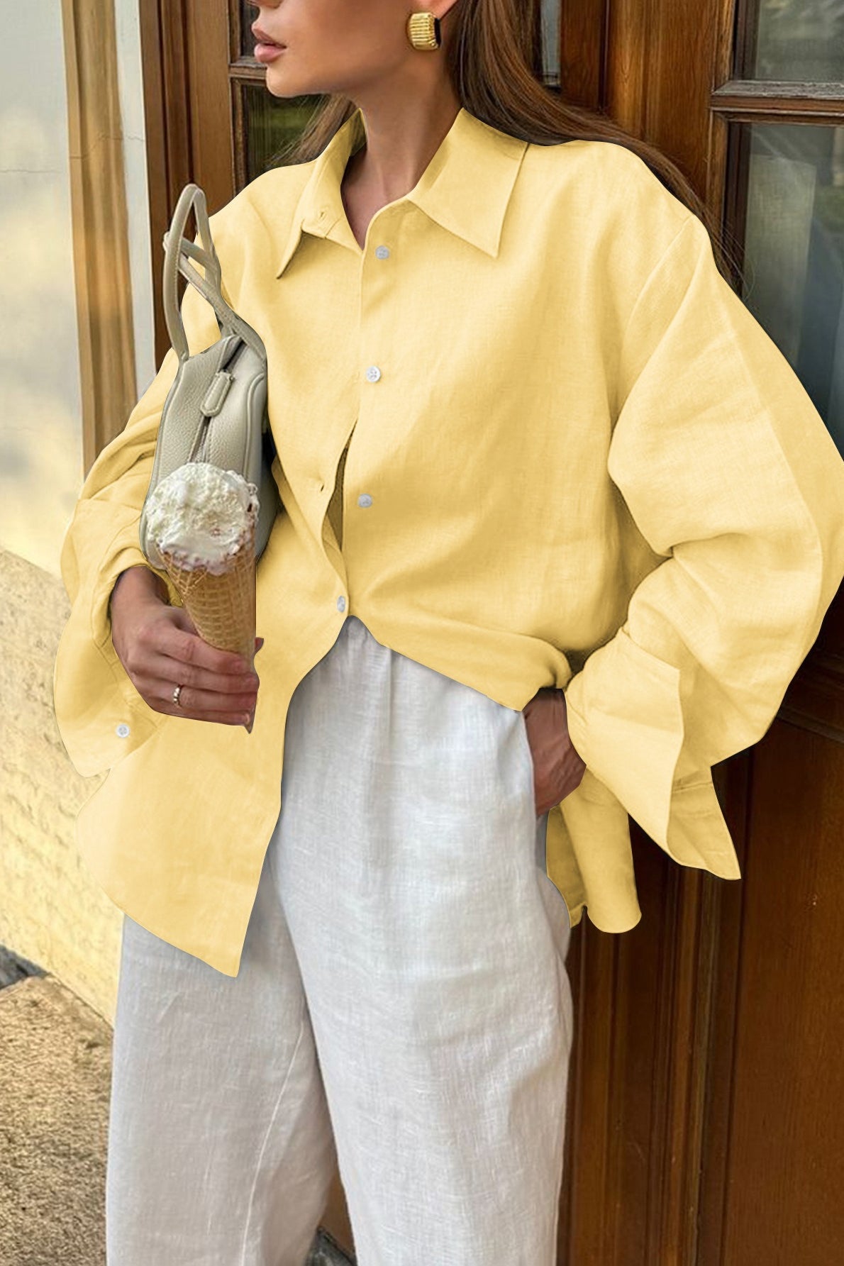 Casual Button Down Long Sleeve Top