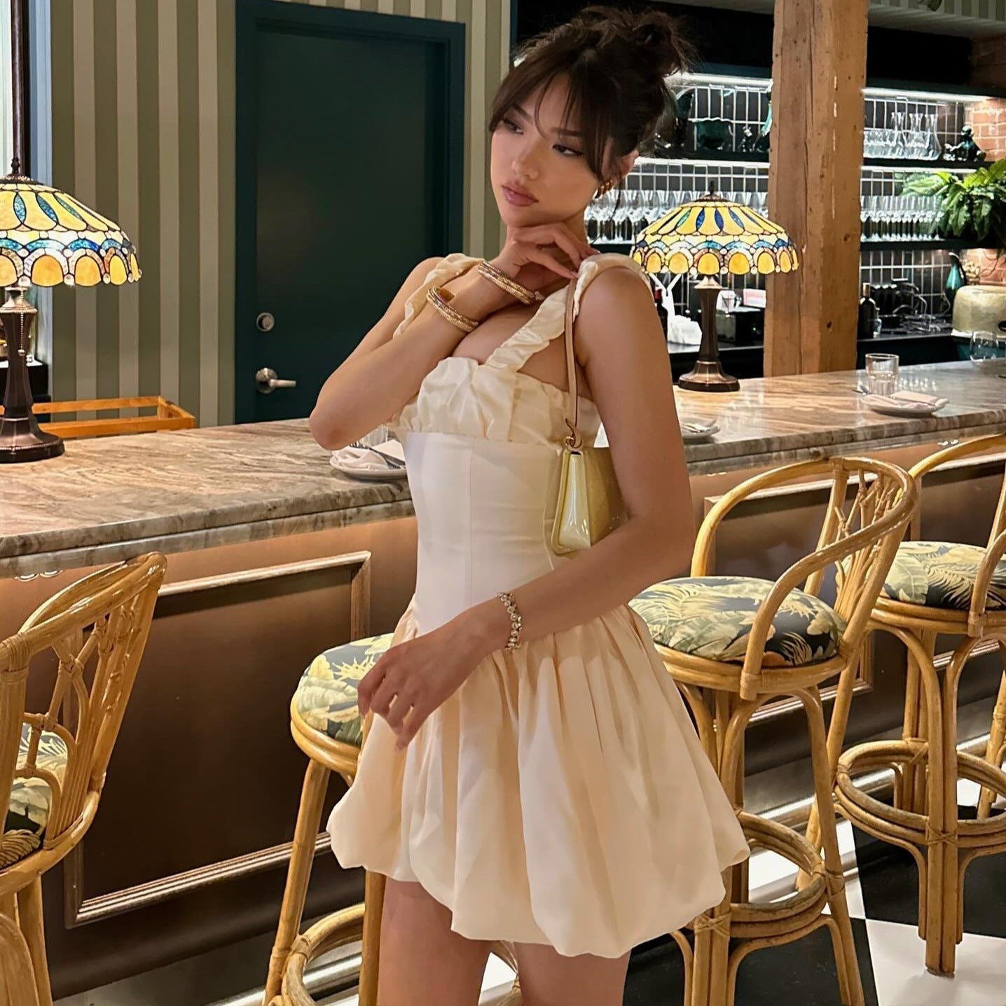 His Beautiful Dilemma Satin Bubble Hem Mini Dress - View 6