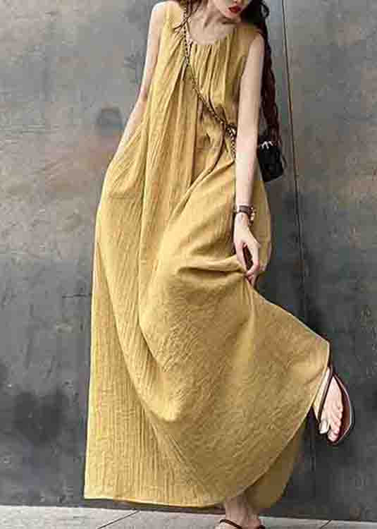 Sleeveless High Neck Pleated Oversized Tent Maxi Dress
