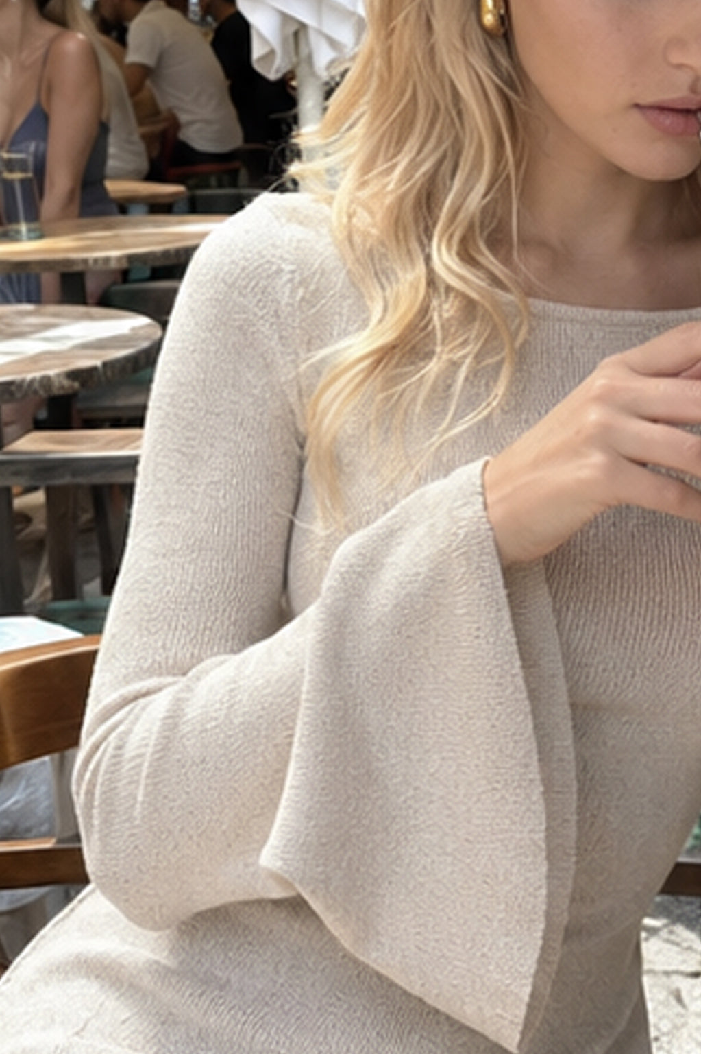 Bell Sleeve Knit Sweater Dress